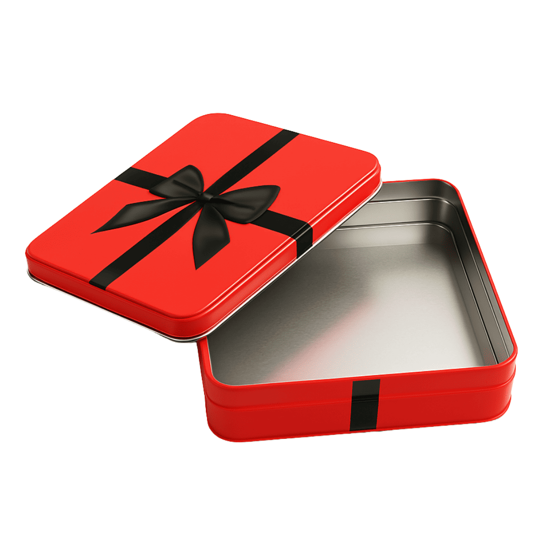 Sarkap Kurdeleli Metal Baklava Kutusu 265x180x45 mm Kırmızı