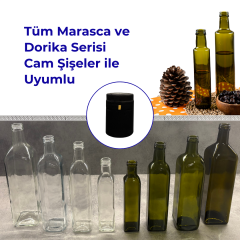 34 mm Mat Siyah Kapşon - Dorika, Marasca ve Galon Cam  Şişeler