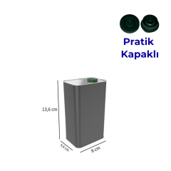 Sarkap 0,5 L (500 ml) Kapaklı Dekoratif Zeytinyağı Tenekesi Mat Siyah