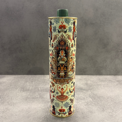 Sarkap Dekoratif 750 ml (0,75 L) Kapaklı Silindir Boş Zeytinyağı Tenekesi Nutcracker Krem