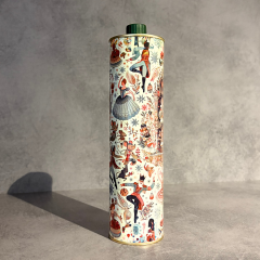 Sarkap Dekoratif 750 ml (0,75 L) Kapaklı Silindir Boş Zeytinyağı Tenekesi Nutcracker Krem