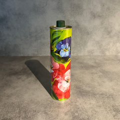 Sarkap Dekoratif 750 ml (0,75 L) Kapaklı Silindir Boş Zeytinyağı Tenekesi KarışıkÇiçek