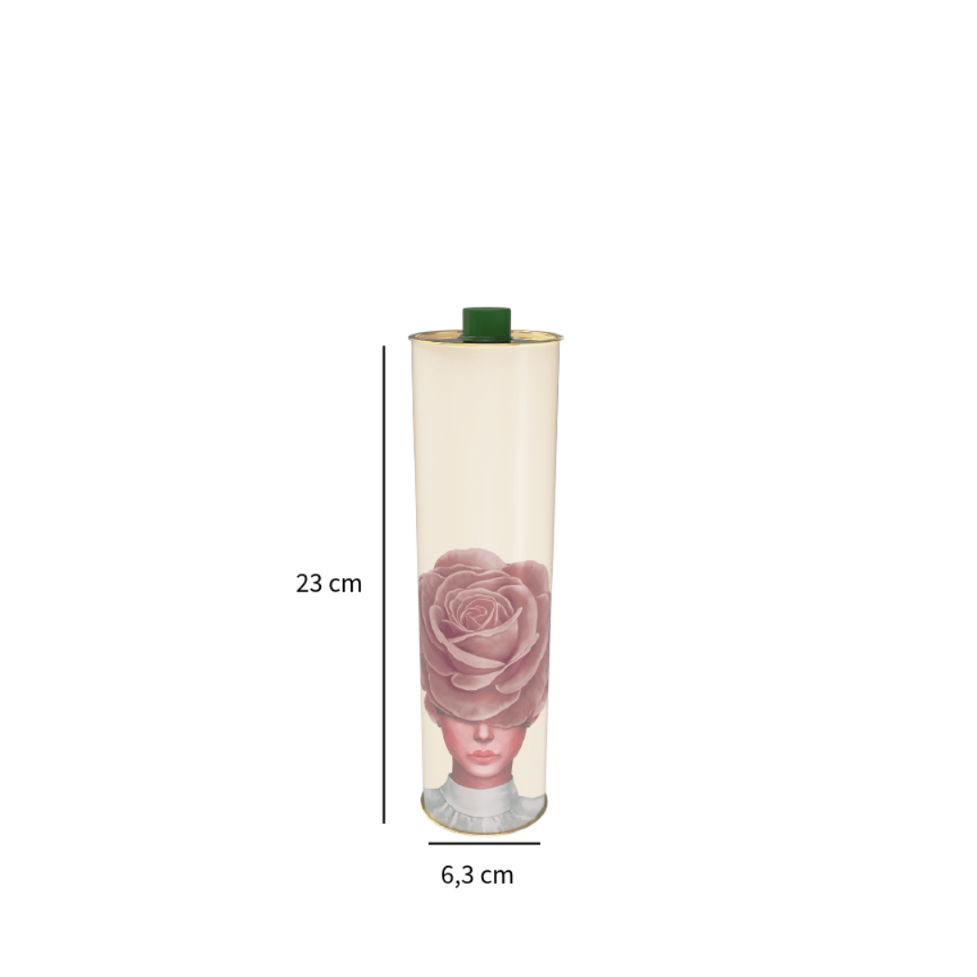 Sarkap Dekoratif 750 ml (0,75 L) Kapaklı Silindir Boş Zeytinyağı Tenekesi Pembegül