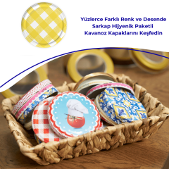Hijyenik Paketli 10 adet Kavanoz Kapağı – Mat Ekose – 82 mm Sarı