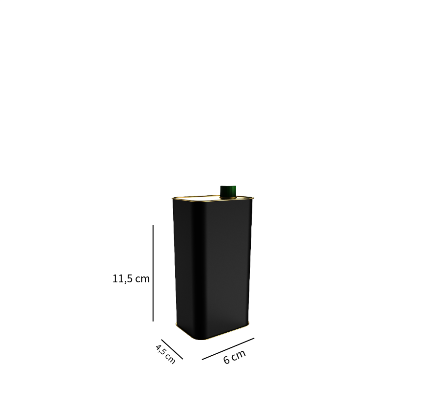 Sarkap 0,250 L (250 ml) Kapaklı Dekoratif Zeytinyağı Tenekesi Dobi Kapaklı - Siyah