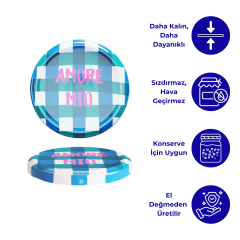 Hijyenik Paketli 10 Adet Kavanoz Kapağı 82 mm Dolce Vita Desenler AmoreMioMavi