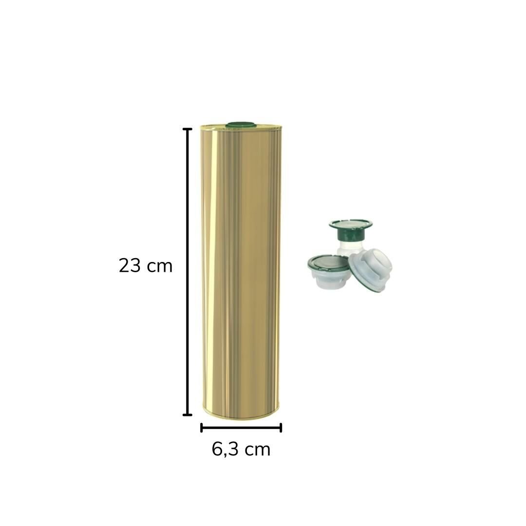 Sarkap 0,75 L (750 ml) Kapaklı Silindir Zeytinyağı Tenekesi GOLD