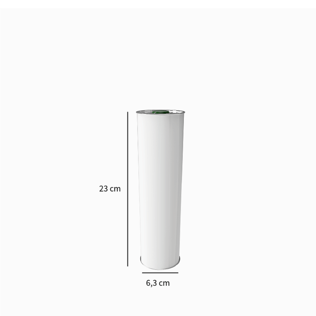 Sarkap 0,75 L (750 ml) Kapaklı Silindir Zeytinyağı Tenekesi Beyaz