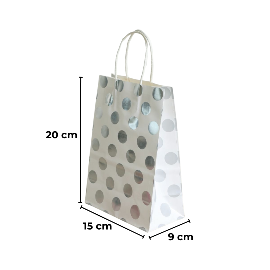 Sarkap Gri Puantiye Karton Kraft Kağıt Poşet Çanta 15x20x9 cm