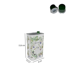 Sarkap 0,5 L (500 ml) Kapaklı Dekoratif Zeytinyağı Tenekesi Beyaz Yeşil Zeytin - Dobi Kapaklı