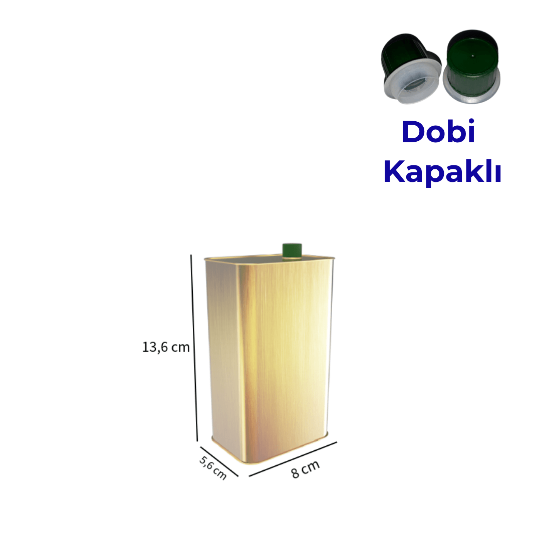 Sarkap 0,5 L (500 ml) Kapaklı Dekoratif Zeytinyağı Tenekesi Dobi Kapaklı - Gold