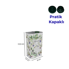 Sarkap 0,5 L (500 ml) Kapaklı Dekoratif Zeytinyağı Tenekesi PratikKapaklı - BeyazYeşilZeytin