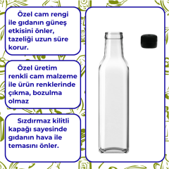 Sarkap 250 ml Marasca Kapaklı Şeffaf Cam Şişe Yağdanlık AkıtmasızKapak