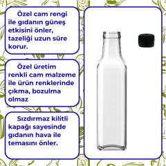 Sarkap 250 ml Marasca Kapaklı Şeffaf Cam Şişe Yağdanlık AkıtmalıKapak