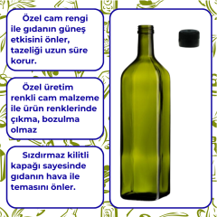 Sarkap 1000 ml Marasca Kapaklı Cam Zeytinyağı Şişesi Yağdanlık AkıtmalıKapak