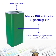 Sarkap 5 L (5000 ml) Kapaklı Kulplu Zeytinyağı Tenekesi Yeşil
