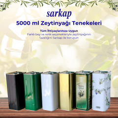 Sarkap 5 L (5000 ml) Kapaklı Kulplu Zeytinyağı Tenekesi Yeşil