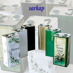 Sarkap 5 L (5000 ml) Kapaklı Kulplu Zeytinyağı Tenekesi Yeşil
