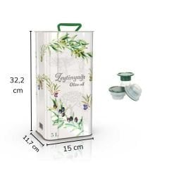 Sarkap 5 L (5000 ml) Kapaklı Kulplu Zeytinyağı Tenekesi BeyazYeşilZeytin