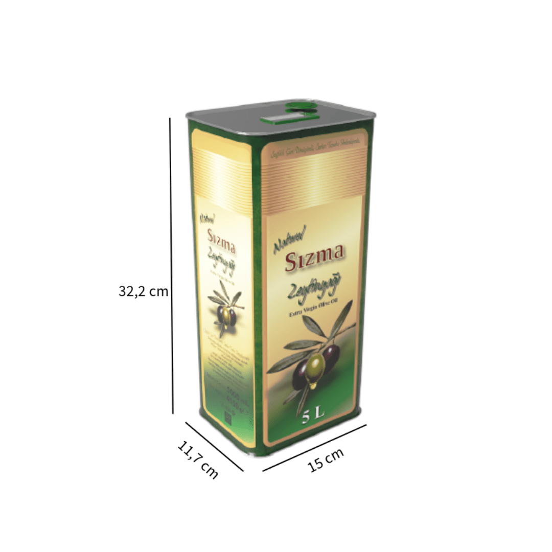 Sarkap 5 L (5000 ml) Kapaklı Kulplu Zeytinyağı Tenekesi YeşilNaturelSızma