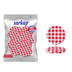 Hijyenik Paketli 10 Adet Kavanoz Kapağı Ekose Desenler 82 mm Gri-Beyaz