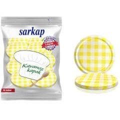 Hijyenik Paketli 10 Adet Kavanoz Kapağı Ekose Desenler 82 mm SARI