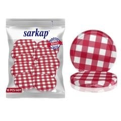 Hijyenik Paketli 10 Adet Kavanoz Kapağı Ekose Desenler 82 mm KoyuKırmızı