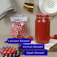 Hijyenik Paketli 10 Adet Kavanoz Kapağı Ekose Desenler 82 mm KırmızıKuşak