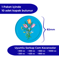 Hijyenik Paketli 10 Adet Kavanoz Kapağı Çiçek Desenler 82 mm Mavi