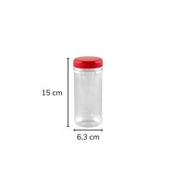 Sarkap 400 ml Silindir Pet Kavanoz KIRMIZIKAPAKLI