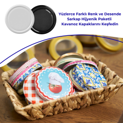 Hijyenik Paketli 10 Adet Kavanoz Kapağı Düz Renkler 82 mm Siyah