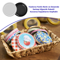 Hijyenik Paketli 10 Adet Kavanoz Kapağı Düz Renkler 82 mm Beyaz