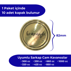 Hijyenik Paketli 10 Adet Kavanoz Kapağı Homemade Modeller 82 mm