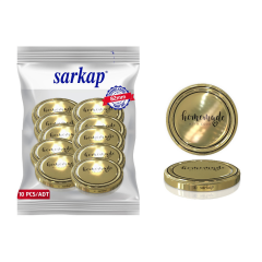 Hijyenik Paketli 10 Adet Kavanoz Kapağı Homemade Modeller 82 mm Gold