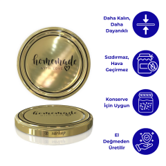 Hijyenik Paketli 10 Adet Kavanoz Kapağı Homemade Modeller 82 mm Gold