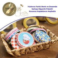 Hijyenik Paketli 10 Adet Kavanoz Kapağı Homemade Modeller 82 mm Gold