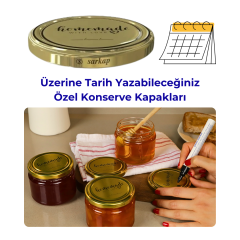 Hijyenik Paketli 10 Adet Kavanoz Kapağı Homemade Modeller 82 mm TarihliGold