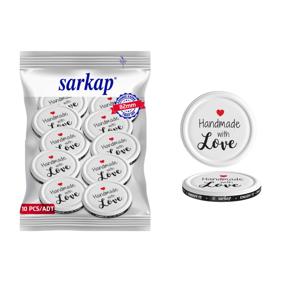 Hijyenik Paketli 10 Adet Kavanoz Kapağı Homemade Modeller 82 mm Beyaz
