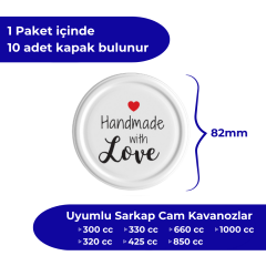 Hijyenik Paketli 10 Adet Kavanoz Kapağı Homemade Modeller 82 mm Beyaz