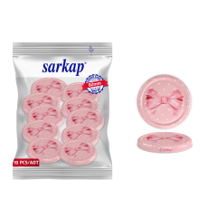 Hijyenik Paketli 10 Adet Kavanoz Kapağı – Pembe Kurdele Model - 82mm