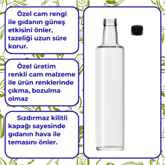 Sarkap 500 ml Dorika Kapaklı Cam Zeytinyağı Şişesi Yağdanlık AkıtmasızKapak