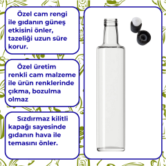 Sarkap 500 ml Dorika Kapaklı Cam Zeytinyağı Şişesi Yağdanlık AkıtmalıKapak