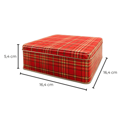 Sarkap Ekose Desenli Metal Çikolata Kutusu 164x164x52 mm