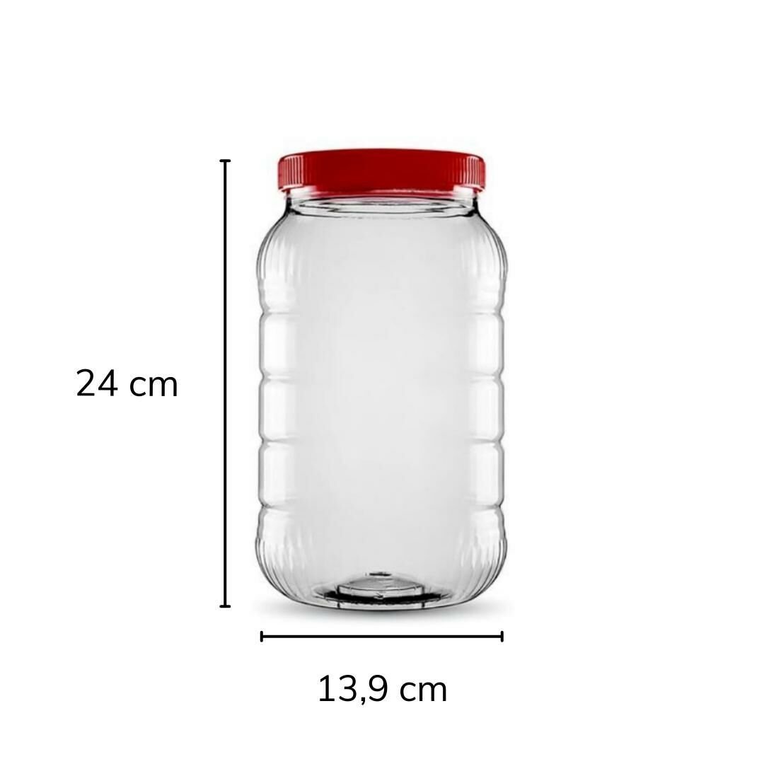 Sarkap 3000 ml Uzun Dilimli Pet Kavanoz Kırmızı