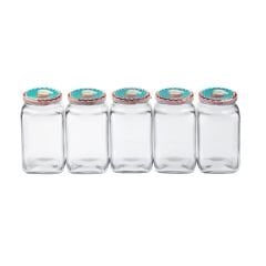 Sarkap 5'li 1000 ml Kapaklı Köşeli Cam Kavanoz