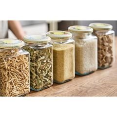 Sarkap 5'li 1000 ml Kapaklı Köşeli Cam Kavanoz TuruncuLimon