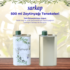 Sarkap 0,5 L (500 ml) Kapaklı Dekoratif Zeytinyağı Tenekesi Gold