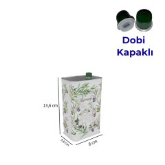 Sarkap 0,5 L (500 ml) Kapaklı Dekoratif Zeytinyağı Tenekesi BeyazYeşilZeytin