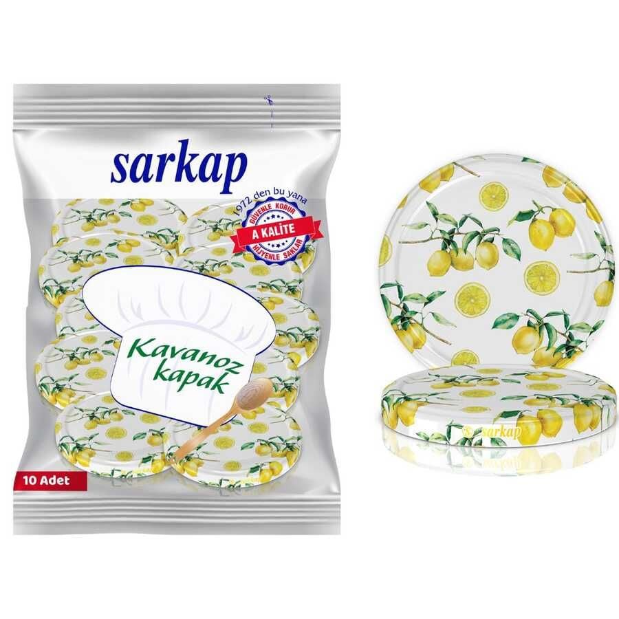 Hijyenik Paketli 10 Adet Kavanoz Kapağı Meyve Desenler 82 mm Limon