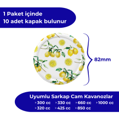Hijyenik Paketli 10 Adet Kavanoz Kapağı Meyve Desenler 82 mm Limon